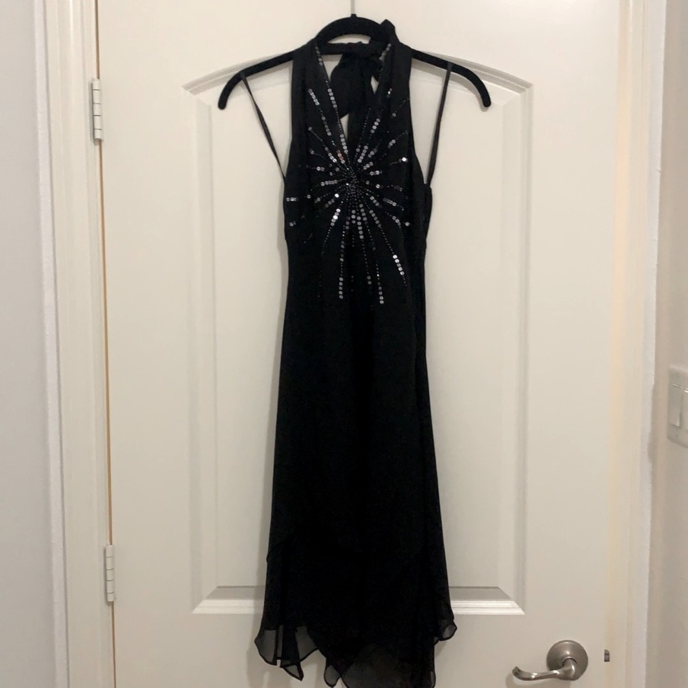 Bcbgmaxazria Sequin Starburst Halter Dress